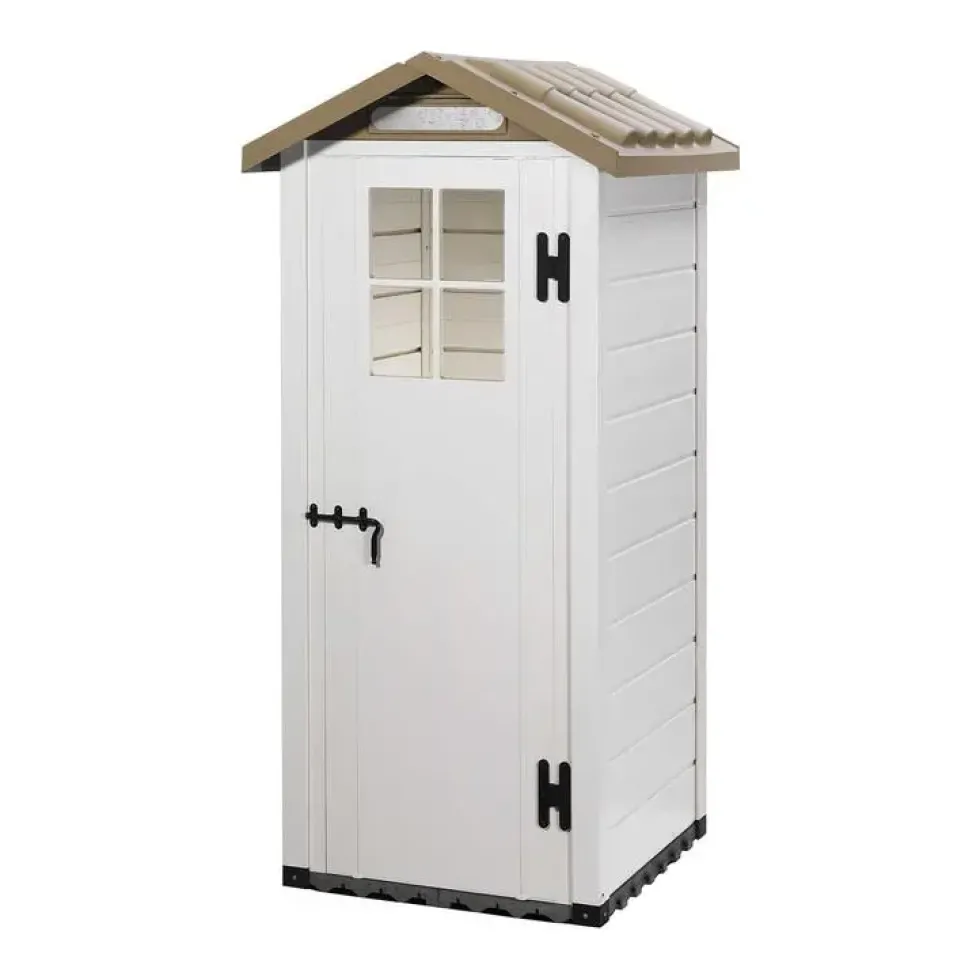 Abri de jardin mural en résine beige Foresta Evo - 96,5 x 96,5 x 203 cm