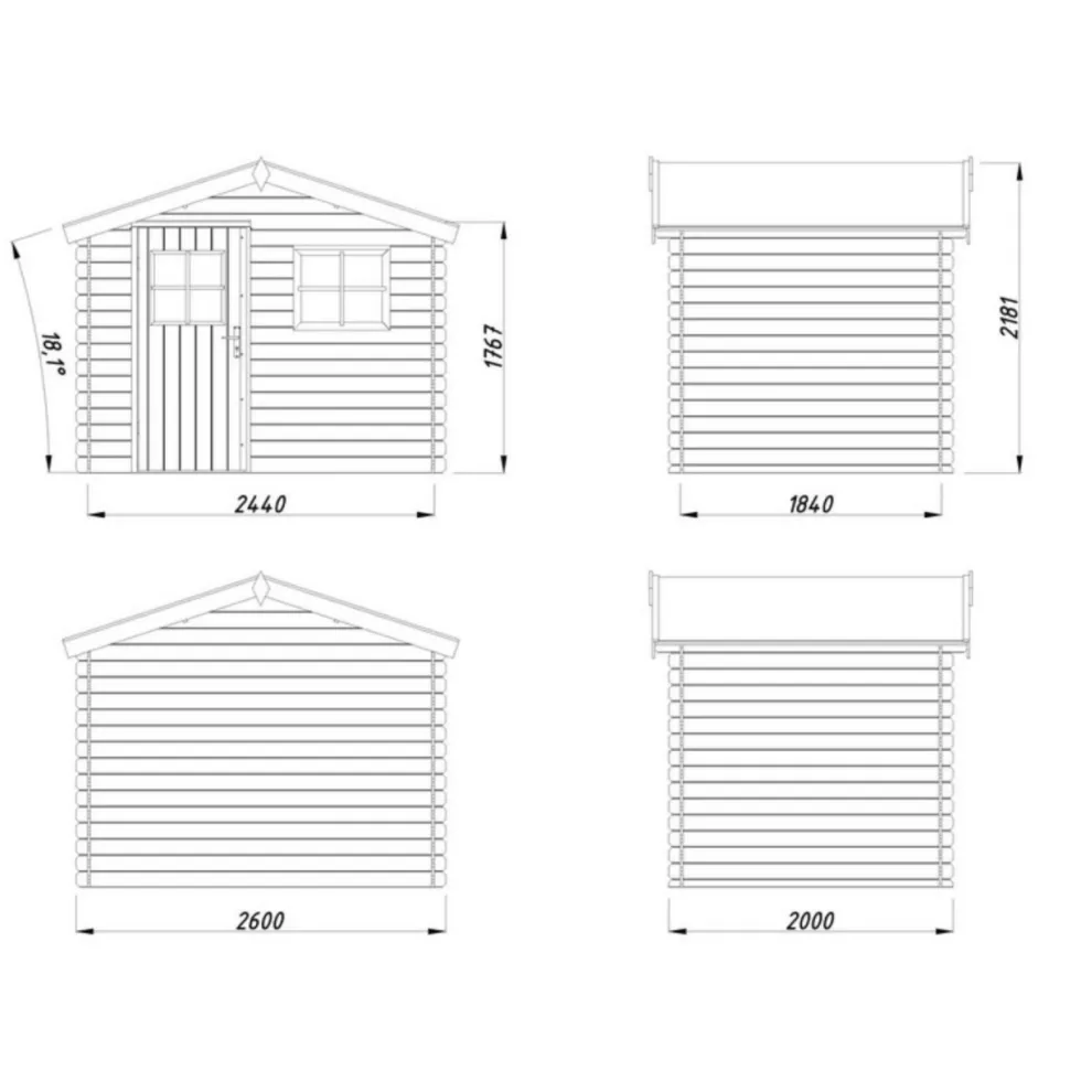 Abri de jardin naturel White Wood Rimini - 4.3 m² / 19 mm