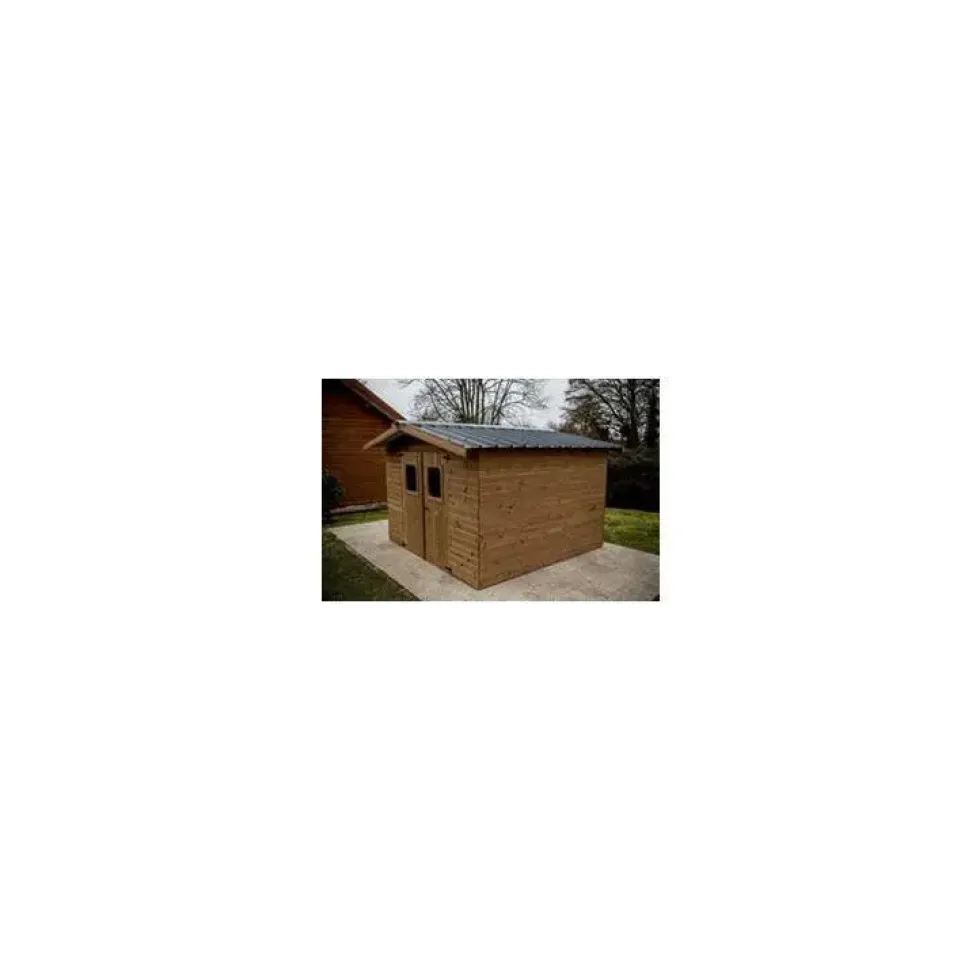 Abri en madriers de bois d’Épicéa thermo-chauffé livré Foresta Bois Habrita - 12,31 m²