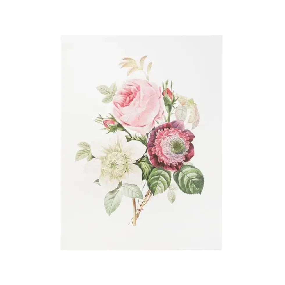 Affiche rose, anémone et clématite - 30 x 40 cm