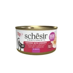 Alimentation humide pour chat poulet crevettes bouillon Schesir - 70 g