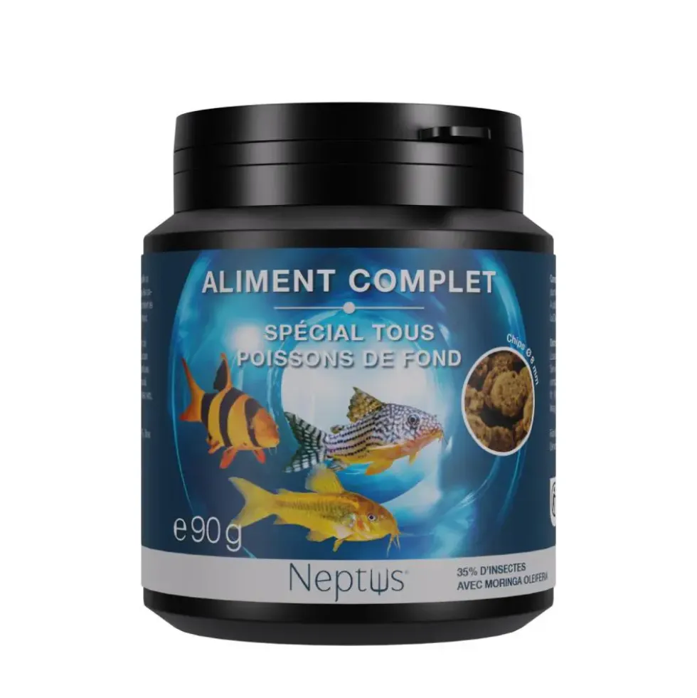 Aliment complet pour poissons de fond cookies chips coloris multicolore Neptus – 200 ml