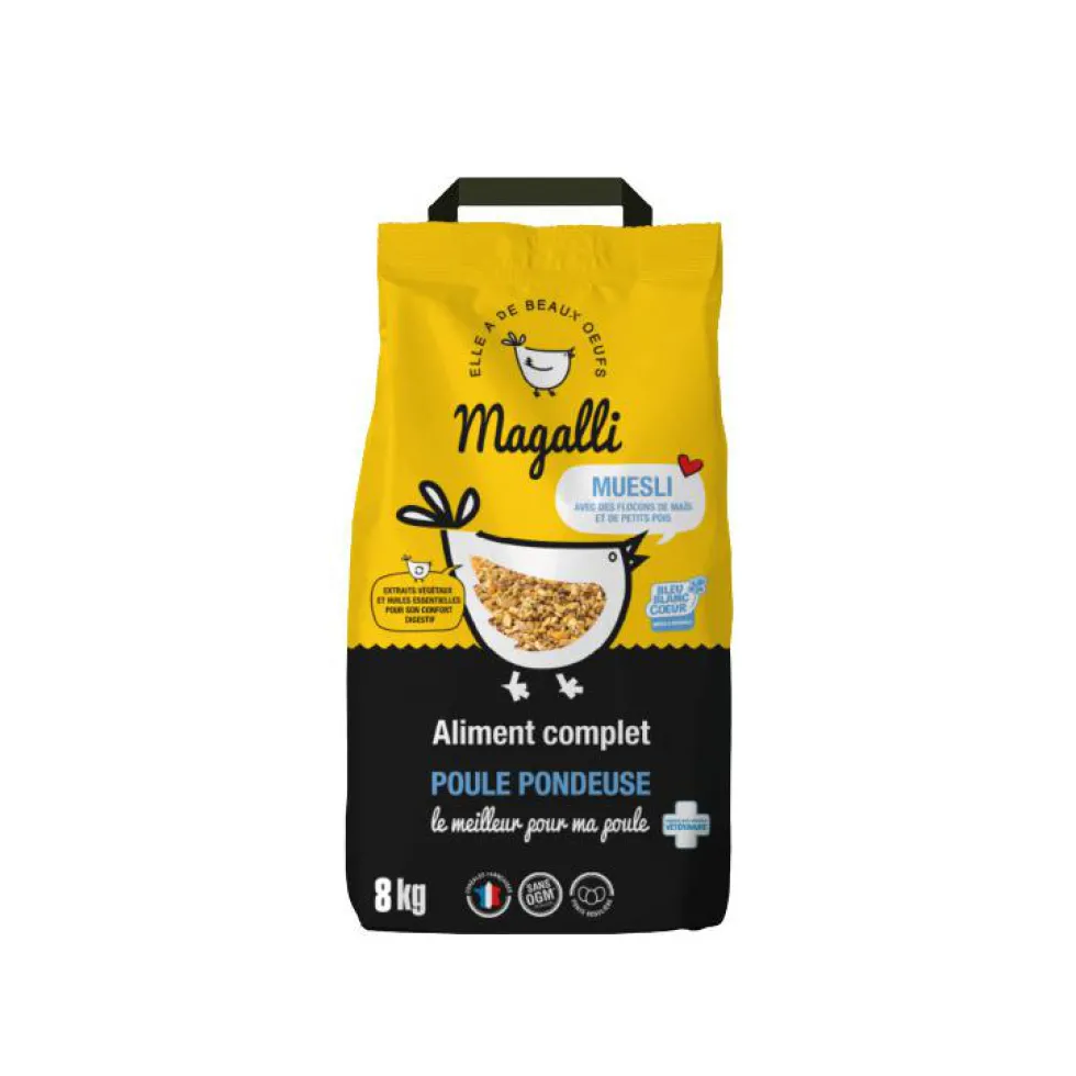 Aliment complet pour poule pondeuse en sac jaune de 8 kg