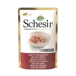 Aliment humide pour chat thon et crevettes sachet en gelée Schesir - 85 g
