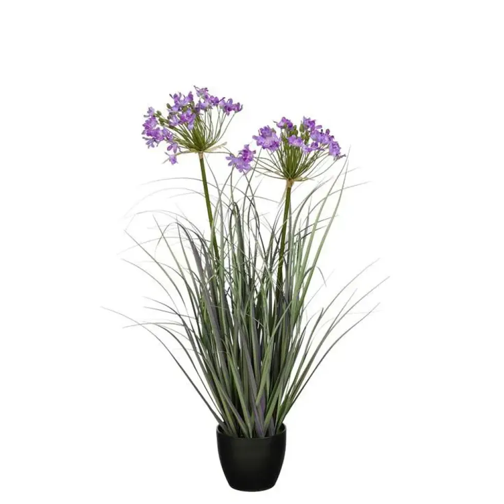 Allium ampeloprasum artificiel violet en pot - Ø 25 x H 80 cm