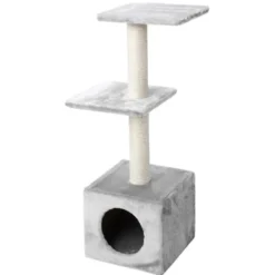 Arbre à chat avec panier et griffoir coloris gris Palazzo - 90 cm
