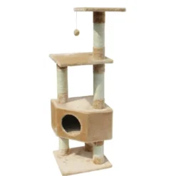 Arbre à chat avec panier et griffoir coloris beige Eco Loonaa classic - 135 cm