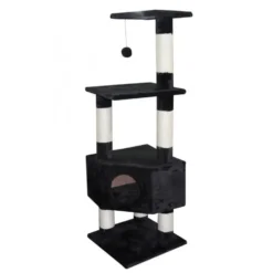 Arbre à chat avec panier et griffoir coloris noir Eco Loonaa classic - 135 cm
