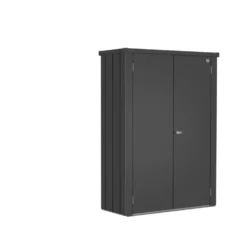 Armoire de terrasse Roméo en acier galvanisé coloris gris foncé métallique Biohort® - 132 x 57 x 181 cm