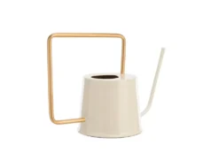 Arrosoir en métal beige à grande anse carrée or - 34 x 14 x 20,5 cm