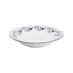 Assiette creuse en porcelaine blanche et bleue Giverny - Ø 22 cm