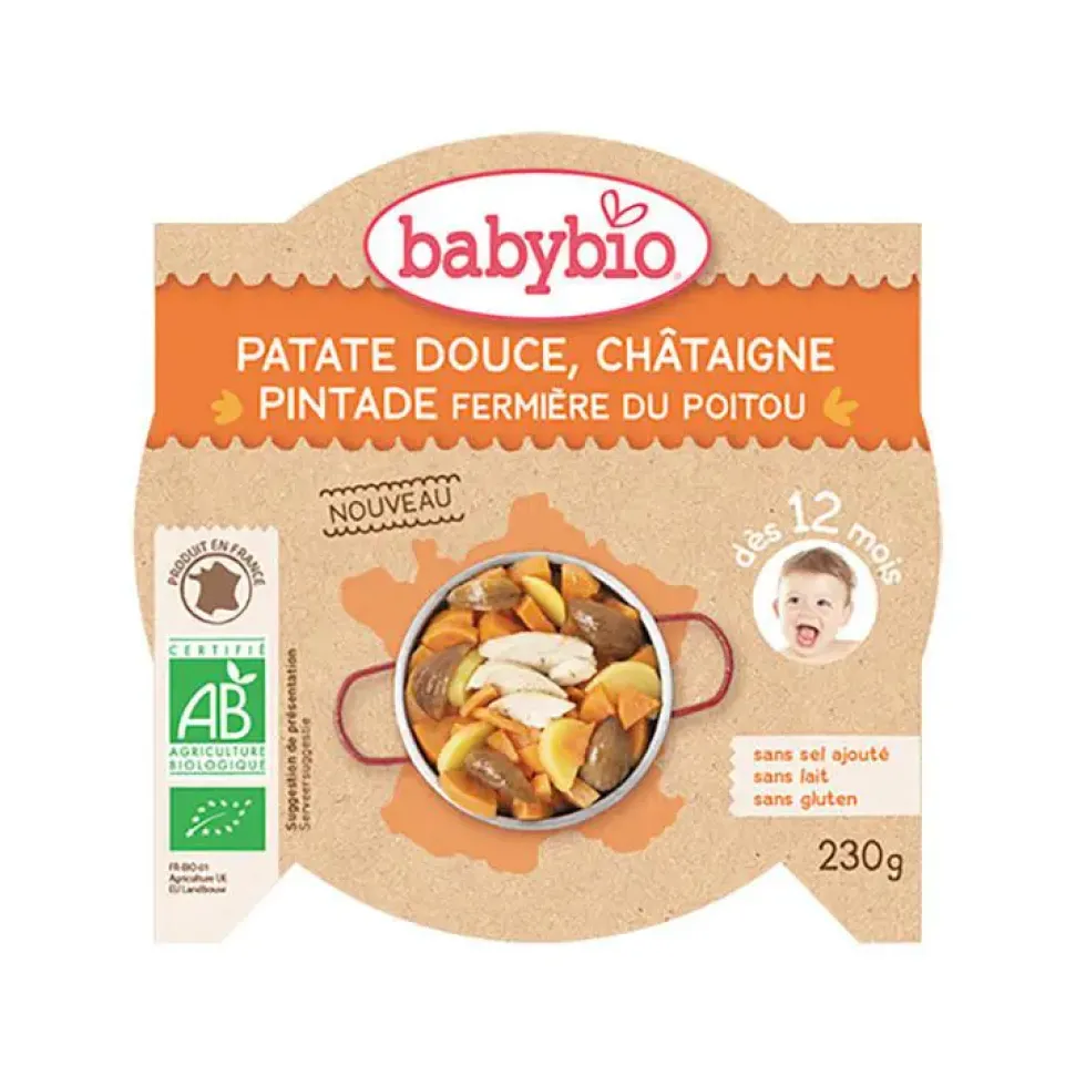 Assiette de patate douce châtaigne et pintade Babybio 230 g