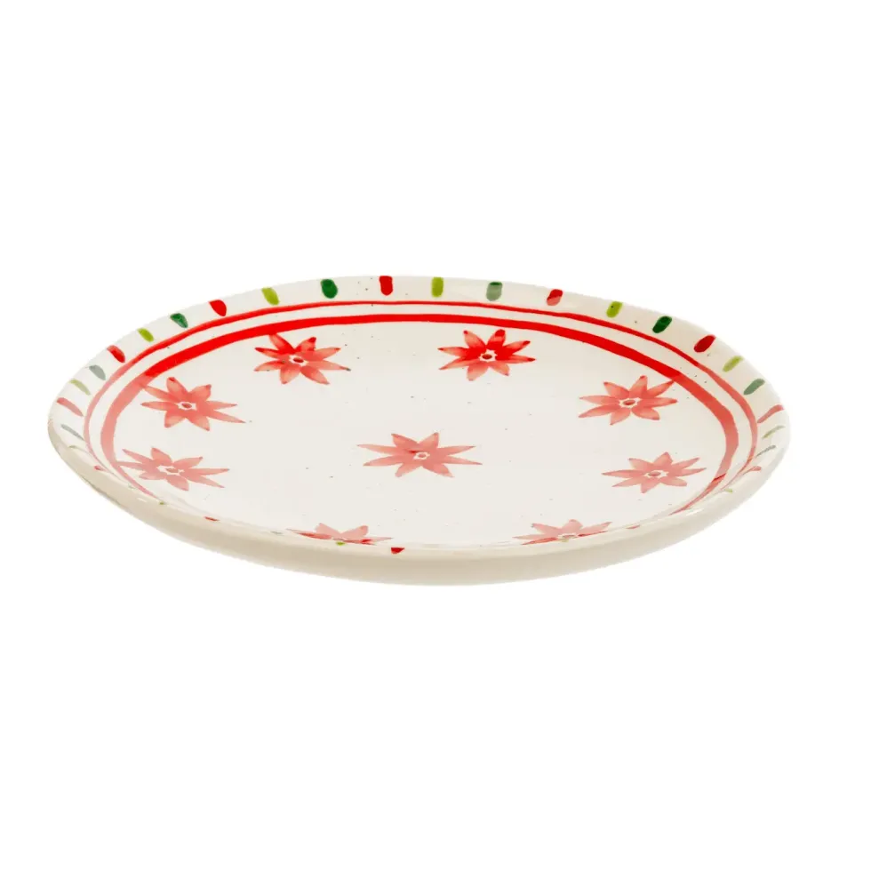 Assiette à dessert blanche, verte et rouge Venda - Ø 20,5 cm