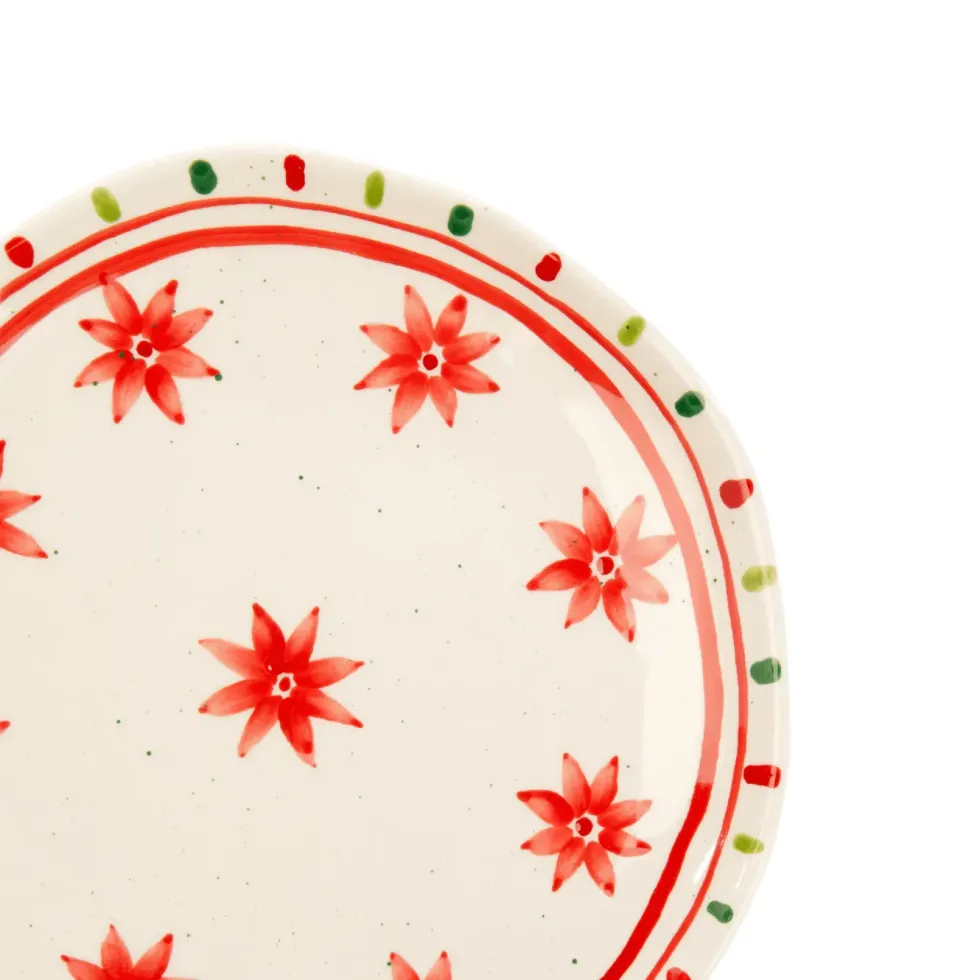 Assiette à dessert blanche, verte et rouge Venda - Ø 20,5 cm
