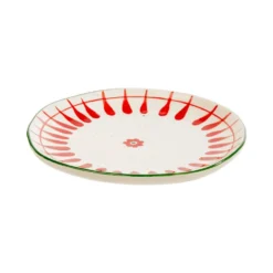 Assiette à dessert blanche, verte et rouge Venda - Ø 20,5 cm