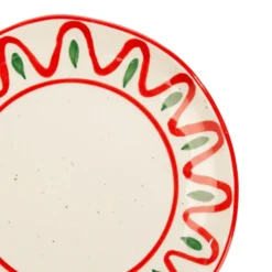 Assiette à dessert blanche, verte et rouge Venda - Ø 20,5 cm