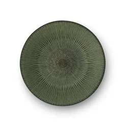 Assiette à dessert en grès Hypnose coloris vert et noir - Ø 20,5 cm