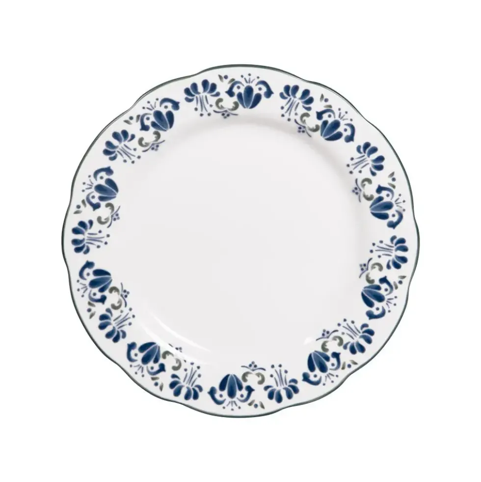 Assiette à dessert en porcelaine blanche et bleue Giverny - Ø 21 cm