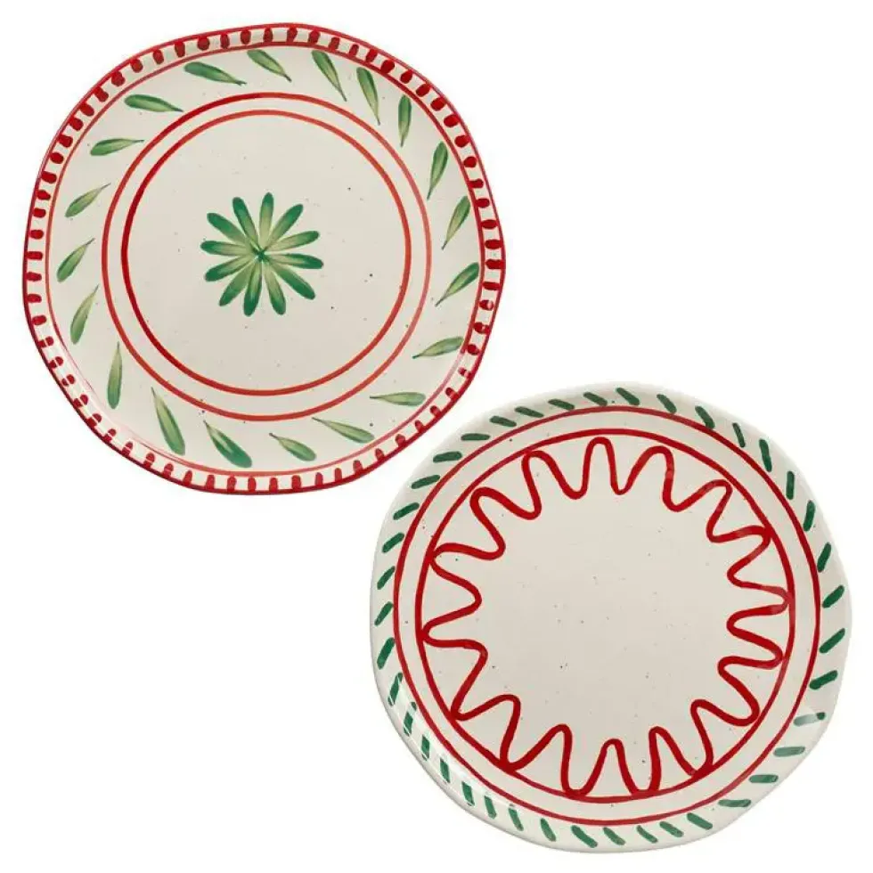 Assiette plate blanche, verte et rouge Venda - Ø 27 cm