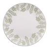 Assiette plate en porcelaine blanche avec motifs printaniers verts Episia - Ø 27 cm