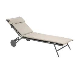 Bain de soleil Bayanne II Hedona Latte Lafuma coloris beige en acier - 77 x 186 x 77 cm