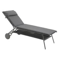 Bain de soleil Miami II haut Lafuma coloris gris en acier et titane et matelassé - 80 x 186 x 90 cm