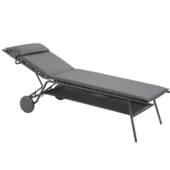 Bain de soleil Miami II haut Lafuma coloris gris en acier et titane et matelassé - 80 x 186 x 90 cm