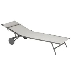 Bain de soleil Miami II Lafuma coloris gris structure en acier et toile en Batyline® - 77 x 184 x 76 cm