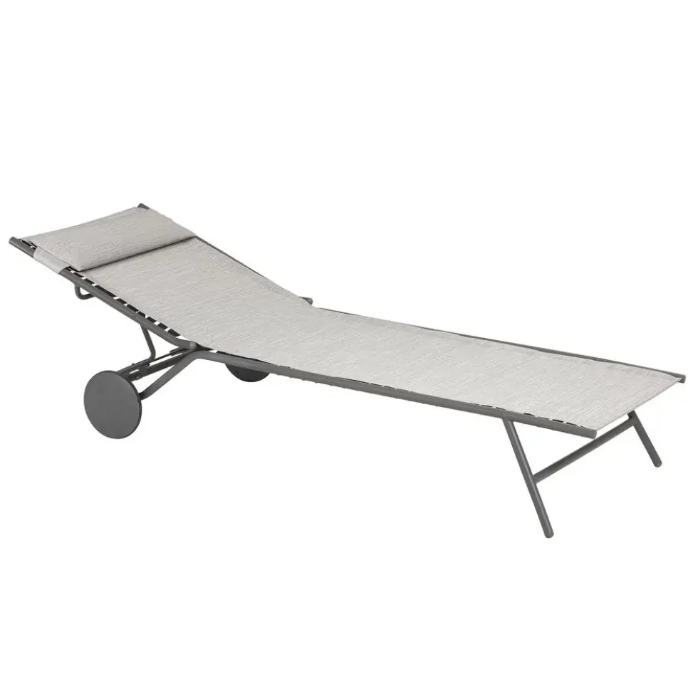 Bain de soleil Miami II Lafuma coloris gris structure en acier et toile en Batyline® - 77 x 184 x 76 cm