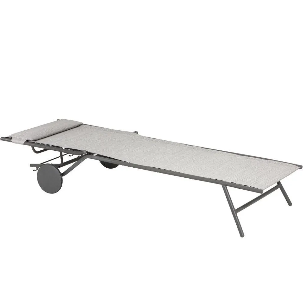 Bain de soleil Miami II Lafuma coloris gris structure en acier et toile en Batyline® - 77 x 184 x 76 cm