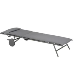 Bain de soleil Miami II Lafuma coloris gris en acier et titane et matelassé BeComfort® - 77 x 184 x 76 cm