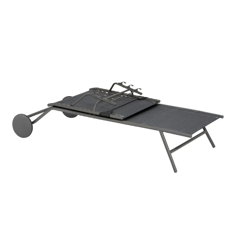 Bain de soleil Miami II Lafuma coloris gris structure en acier et toile en Batyline® - 77 x 184 x 76 cm