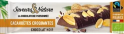 Barre chocolat noir incrustée cacahuètes sel bio Saveur et Nature - 30 g