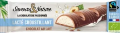 Barre lactée croustillant chocolat lait bio Saveur et Nature - 30 g