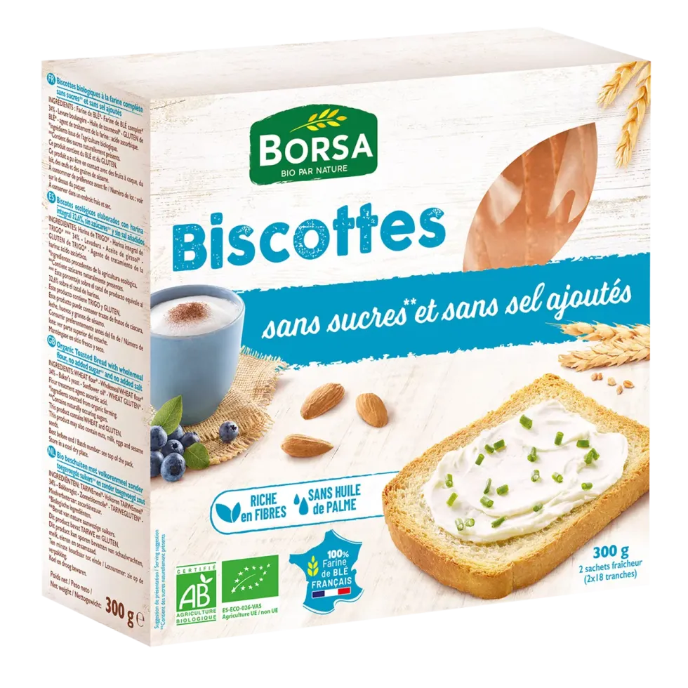 Biscottes sans sel bio - 300 gr