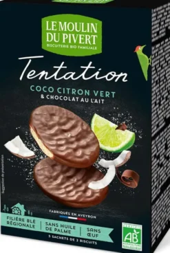 Biscuits tentation bio coco et citron vert bio Moulin du pivert - 110 g