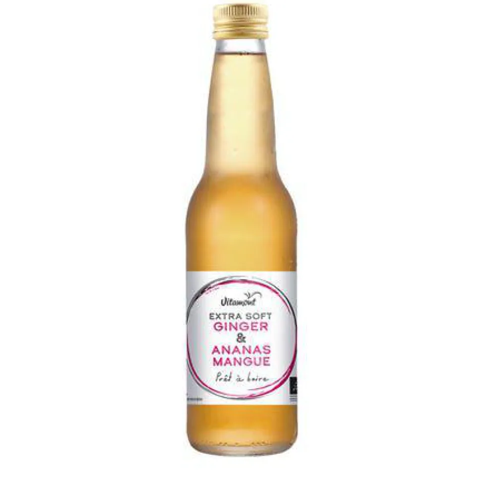 Boisson Extra Soft Ginger ananas mangue Bio en bouteille de verre Vitamont - 33 cl