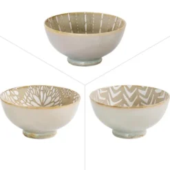 Bol Penjab coloris beige en porcelaine - Ø 15 cm