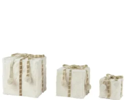 Boîte cadeau en fausse fourrure blanche moyen modèle - 16 x 16 x 16 cm