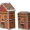 Boîte en forme de petite maison en métal brun - 10,5 x 6,5 x 16,2 cm