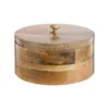 Boîte ronde avec couvercle en bois de manguier naturel - Ø 20 x H 10 cm