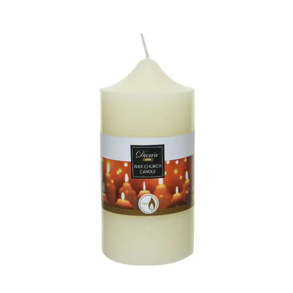 Bougie cierge en cire ivoire H 15 x Ø 7,5 cm
