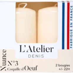 Bougie cylindrique ivoire L’Atelier de Denis - Le pack de 2
