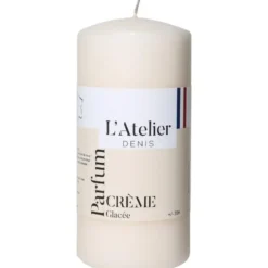 Bougie cylindrique taille L ivoire parfum crème glacée L’Atelier de Denis - Ø 6,8 x H 14.5 cm