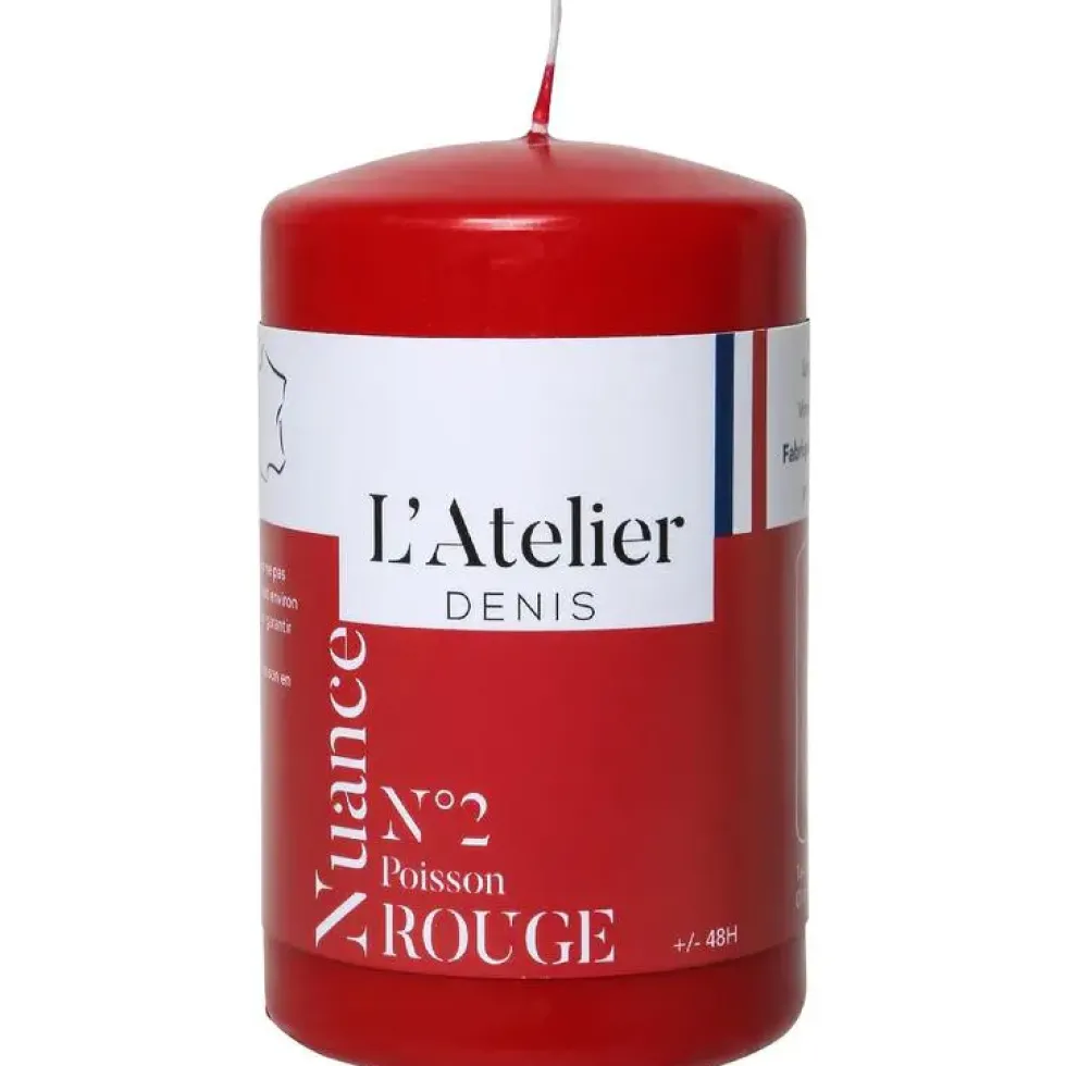 Bougie cylindrique taille S rouge L’Atelier de Denis - Ø 6,8 x H 11 cm