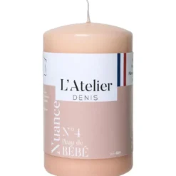 Bougie cylindrique taille S rose L’Atelier de Denis - Ø 6,8 x H 11 cm