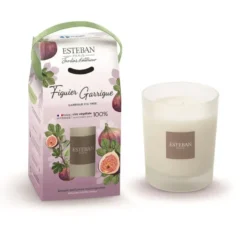 Bougie initiale parfumée Esteban en verre transparent senteur Figuier garrigue - 180 g