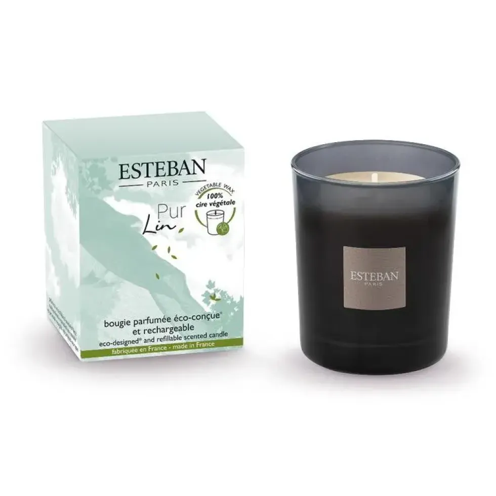 Bougie parfumée rechargeable Initiale Pur Lin Esteban - 180 g