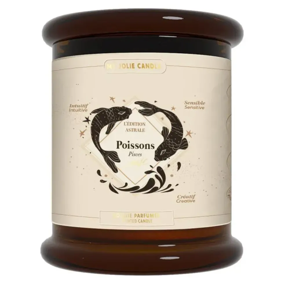 Bougie parfumée rose santal tubéreuse My jolie Candle Astrale poisson - 300 g
