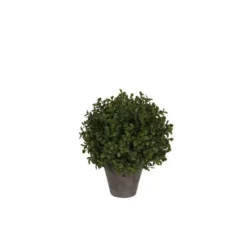 Boule de Buis vert plante artificielle en pot Stan gris H 30 x Ø 21 cm